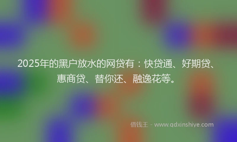 2025年的黑户放水的网贷有：快贷通、好期贷、惠商贷、替你还、融逸花等。