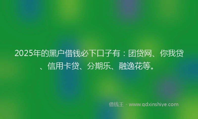 2025年的黑户借钱必下口子有：团贷网、你我贷、信用卡贷、分期乐、融逸花等。
