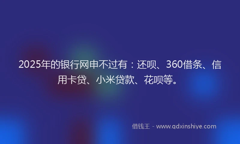 2025年的银行网申不过有：还呗、360借条、信用卡贷、小米贷款、花呗等。