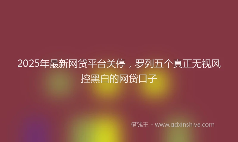 2025年最新网贷平台关停，罗列五个真正无视风控黑白的网贷口子