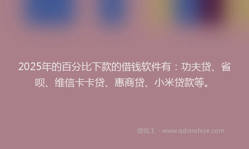 2025年的百分比下款的借钱软件有：功夫贷、省呗、维信卡卡贷、惠商贷、小米贷款等。