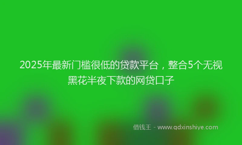 2025年最新门槛很低的贷款平台，整合5个无视黑花半夜下款的网贷口子
