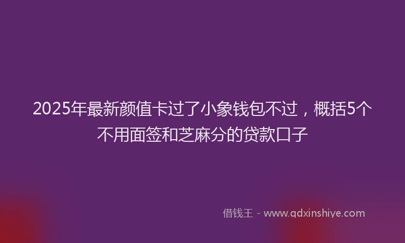 2025年最新颜值卡过了小象钱包不过，概括5个不用面签和芝麻分的贷款口子