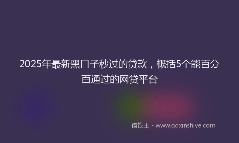 2025年最新黑口子秒过的贷款，概括5个能百分百通过的网贷平台
