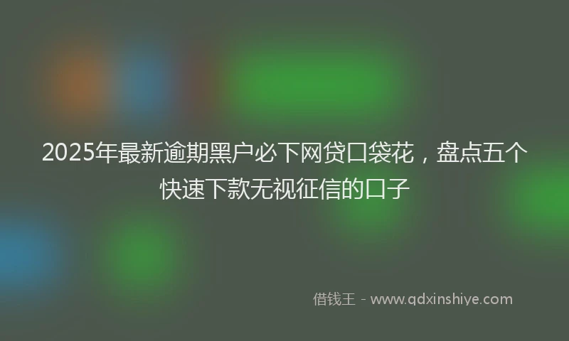 2025年最新逾期黑户必下网贷口袋花，盘点五个快速下款无视征信的口子