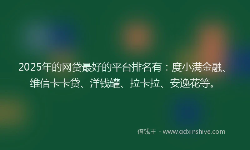 2025年的网贷最好的平台排名有：度小满金融、维信卡卡贷、洋钱罐、拉卡拉、安逸花等。