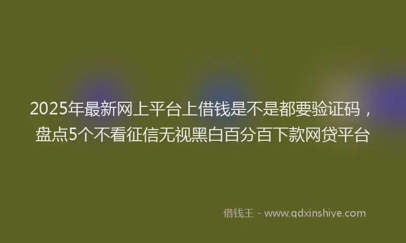 2025年最新网上平台上借钱是不是都要验证码，盘点5个不看征信无视黑白百分百下款网贷平台