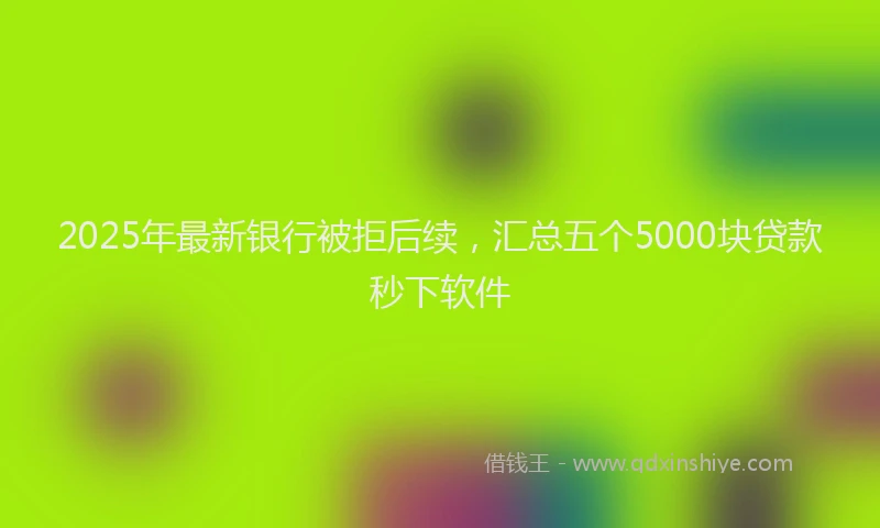 2025年最新银行被拒后续，汇总五个5000块贷款秒下软件