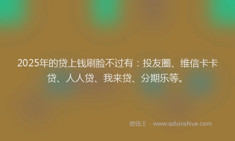 2025年的贷上钱刷脸不过有：投友圈、维信卡卡贷、人人贷、我来贷、分期乐等。