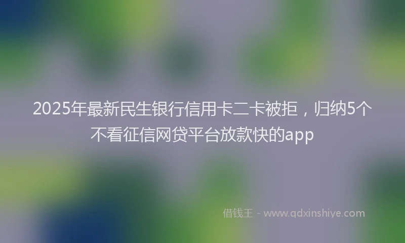 2025年最新民生银行信用卡二卡被拒，归纳5个不看征信网贷平台放款快的app