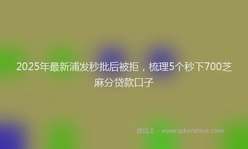 2025年最新浦发秒批后被拒，梳理5个秒下700芝麻分贷款口子