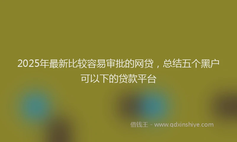2025年最新比较容易审批的网贷，总结五个黑户可以下的贷款平台
