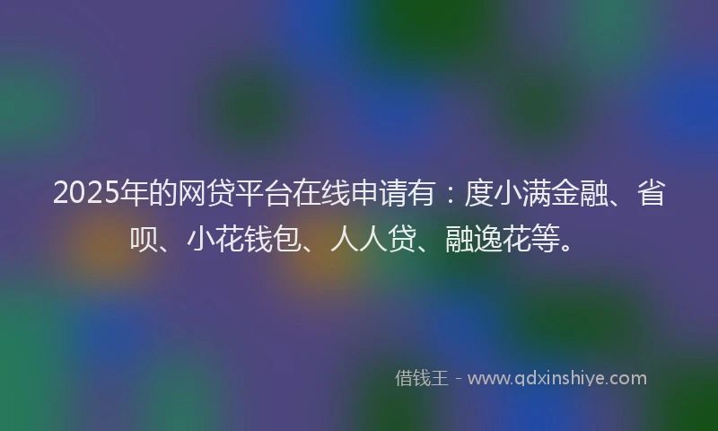 2025年的网贷平台在线申请有：度小满金融、省呗、小花钱包、人人贷、融逸花等。
