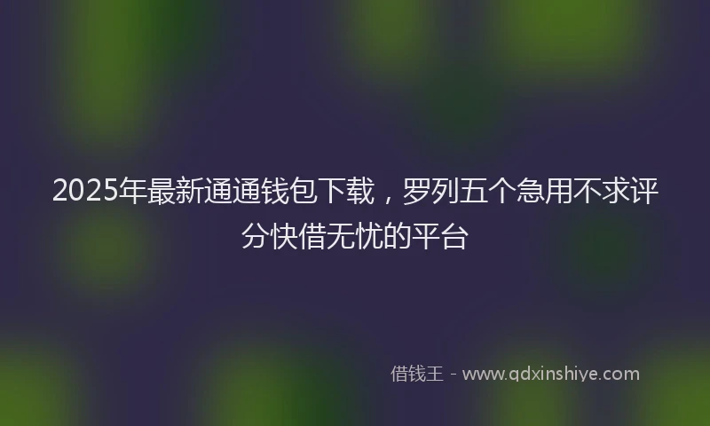 2025年最新通通钱包下载，罗列五个急用不求评分快借无忧的平台