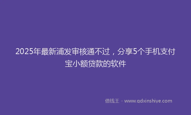 2025年最新浦发审核通不过，分享5个手机支付宝小额贷款的软件