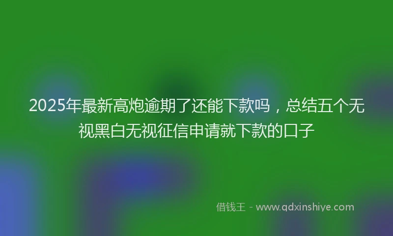 2025年最新高炮逾期了还能下款吗，总结五个无视黑白无视征信申请就下款的口子