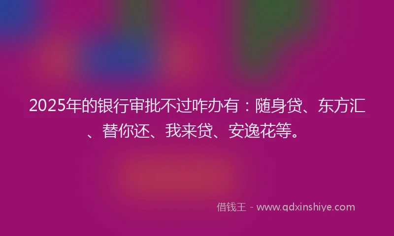 2025年的银行审批不过咋办有：随身贷、东方汇、替你还、我来贷、安逸花等。