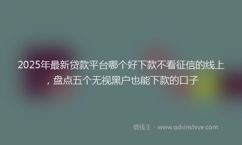 2025年最新贷款平台哪个好下款不看征信的线上，盘点五个无视黑户也能下款的口子