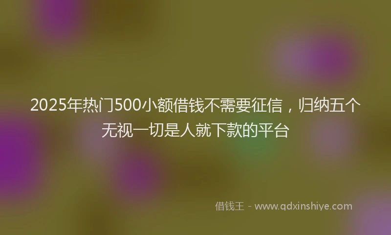 2025年热门500小额借钱不需要征信，归纳五个无视一切是人就下款的平台