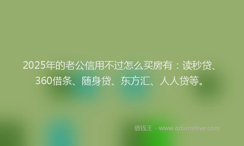 2025年的老公信用不过怎么买房有：读秒贷、360借条、随身贷、东方汇、人人贷等。
