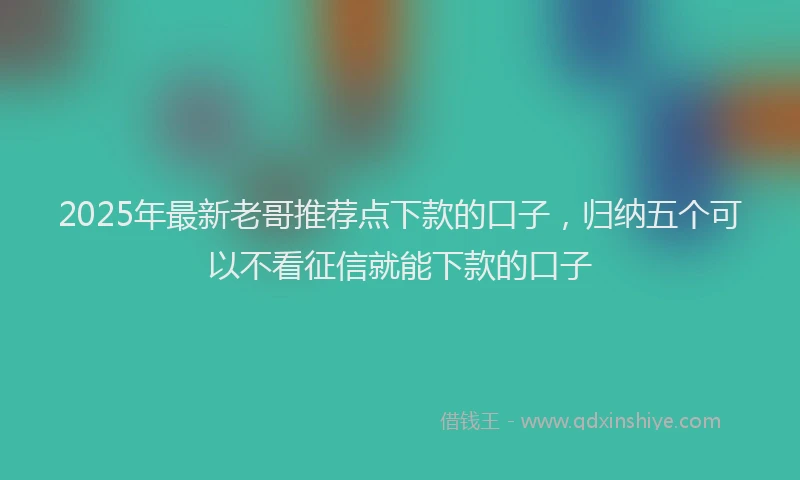 2025年最新老哥推荐点下款的口子，归纳五个可以不看征信就能下款的口子