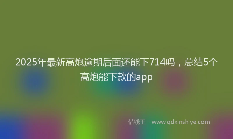 2025年最新高炮逾期后面还能下714吗，总结5个高炮能下款的app