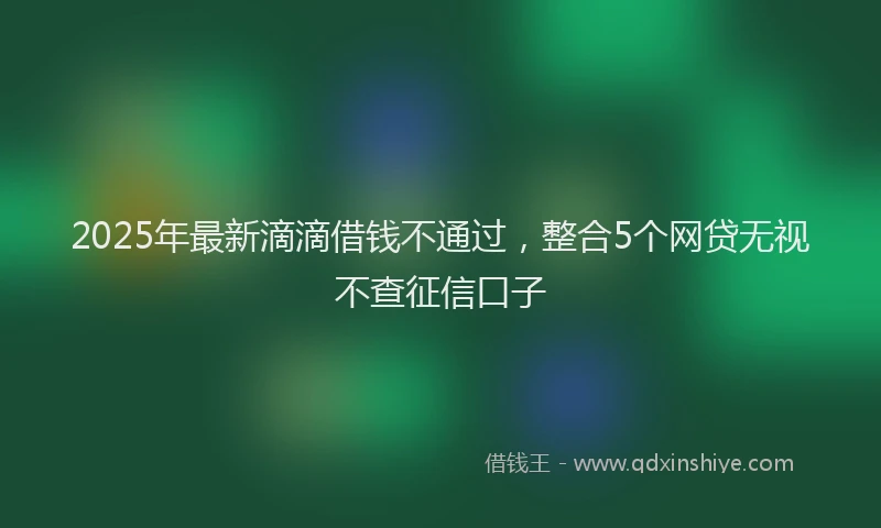 2025年最新滴滴借钱不通过，整合5个网贷无视不查征信口子