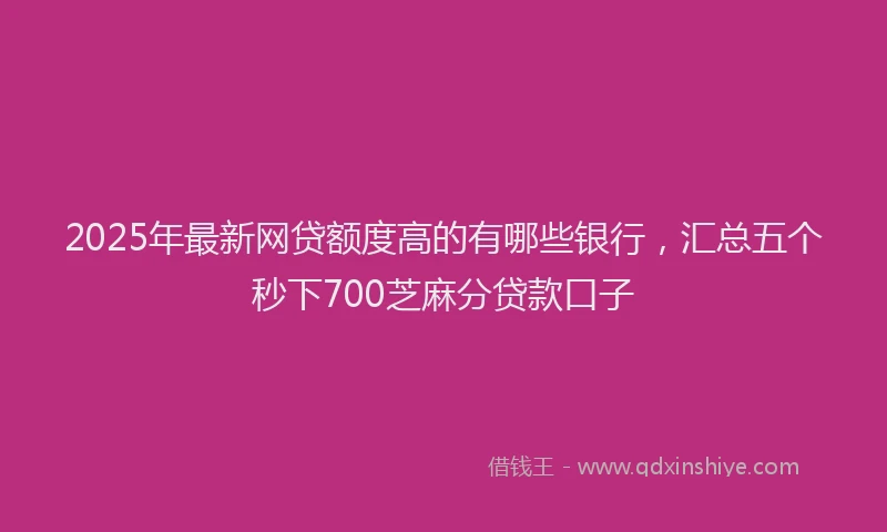 2025年最新网贷额度高的有哪些银行，汇总五个秒下700芝麻分贷款口子