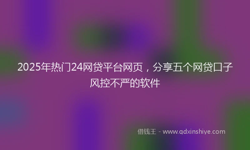 2025年热门24网贷平台网页，分享五个网贷口子风控不严的软件