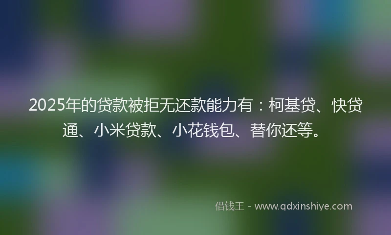 2025年的贷款被拒无还款能力有：柯基贷、快贷通、小米贷款、小花钱包、替你还等。
