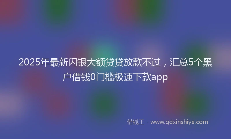 2025年最新闪银大额贷贷放款不过，汇总5个黑户借钱0门槛极速下款app