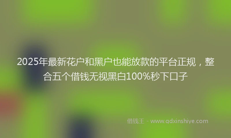 2025年最新花户和黑户也能放款的平台正规，整合五个借钱无视黑白100%秒下口子