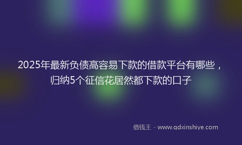 2025年最新负债高容易下款的借款平台有哪些，归纳5个征信花居然都下款的口子