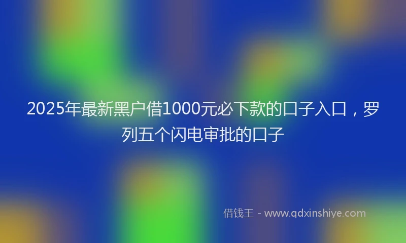 2025年最新黑户借1000元必下款的口子入口，罗列五个闪电审批的口子