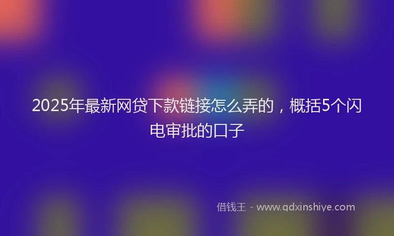 2025年最新网贷下款链接怎么弄的，概括5个闪电审批的口子