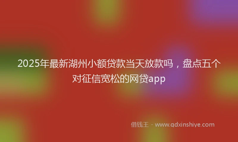 2025年最新湖州小额贷款当天放款吗，盘点五个对征信宽松的网贷app