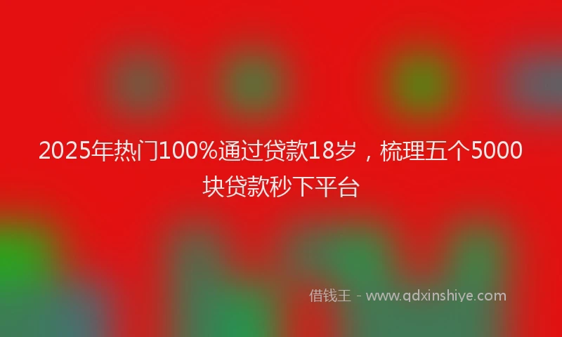 2025年热门100%通过贷款18岁，梳理五个5000块贷款秒下平台