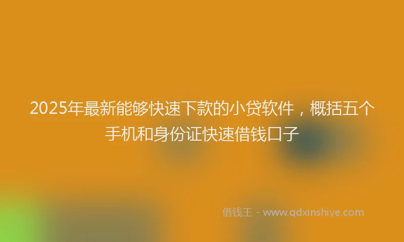 2025年最新能够快速下款的小贷软件，概括五个手机和身份证快速借钱口子