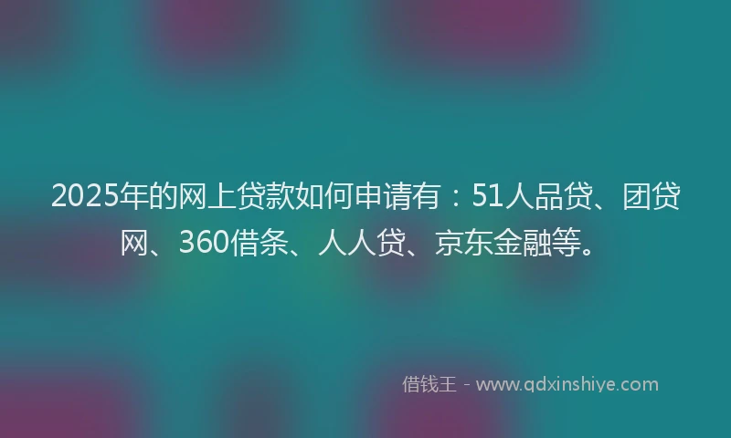 2025年的网上贷款如何申请有：51人品贷、团贷网、360借条、人人贷、京东金融等。