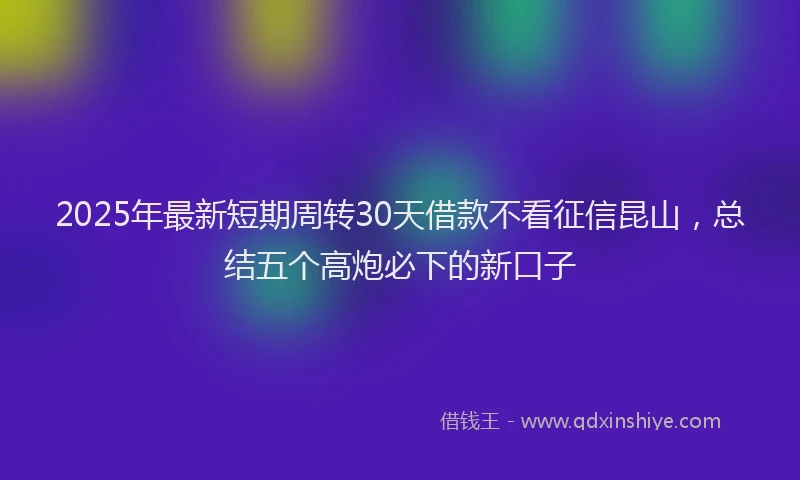 2025年最新短期周转30天借款不看征信昆山，总结五个高炮必下的新口子