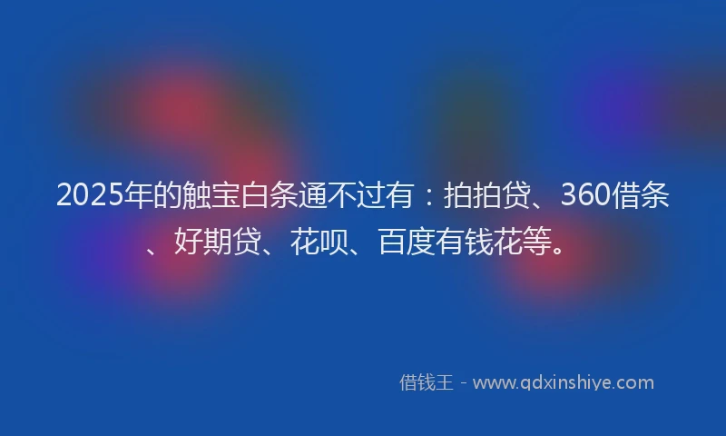 2025年的触宝白条通不过有：拍拍贷、360借条、好期贷、花呗、百度有钱花等。