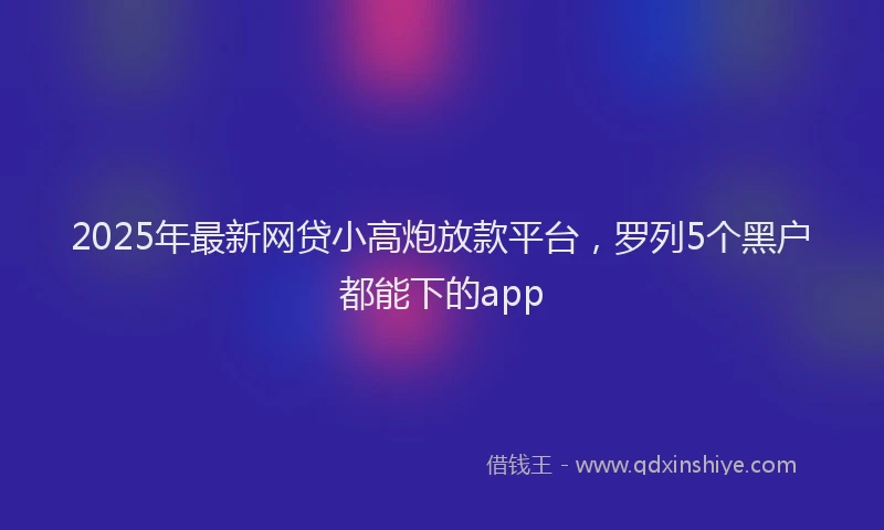 2025年最新网贷小高炮放款平台，罗列5个黑户都能下的app