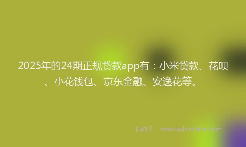 2025年的24期正规贷款app有：小米贷款、花呗、小花钱包、京东金融、安逸花等。