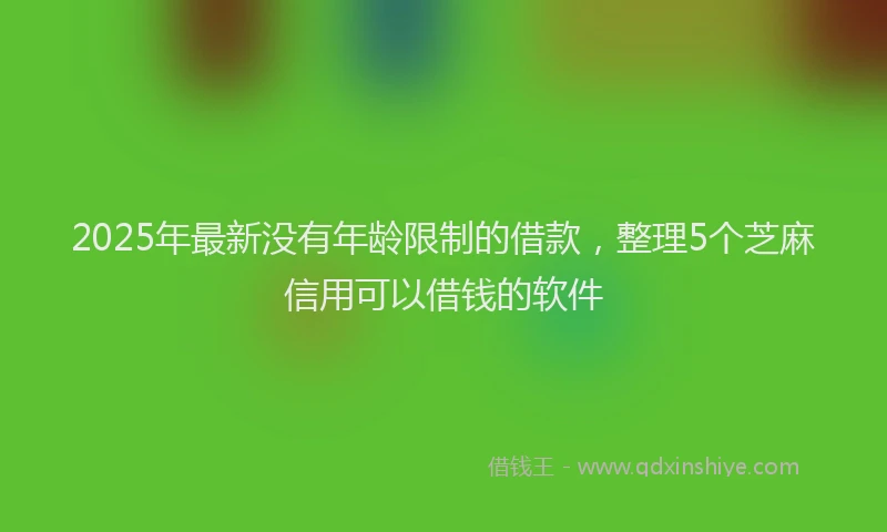 2025年最新没有年龄限制的借款，整理5个芝麻信用可以借钱的软件