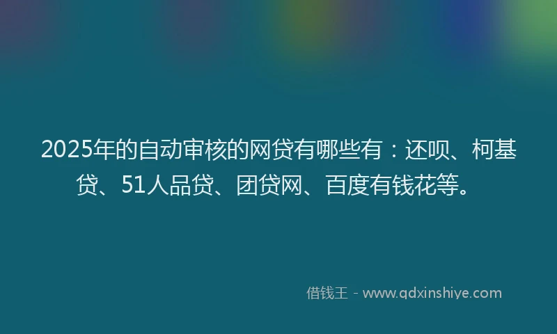 2025年的自动审核的网贷有哪些有：还呗、柯基贷、51人品贷、团贷网、百度有钱花等。