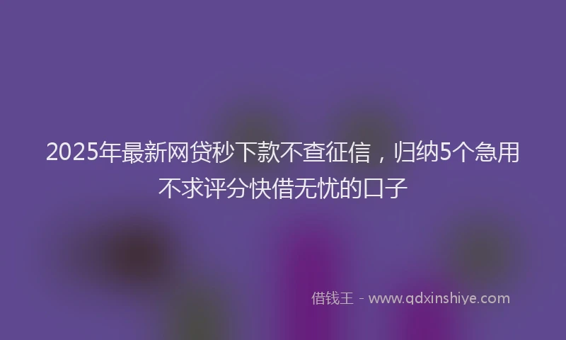 2025年最新网贷秒下款不查征信，归纳5个急用不求评分快借无忧的口子