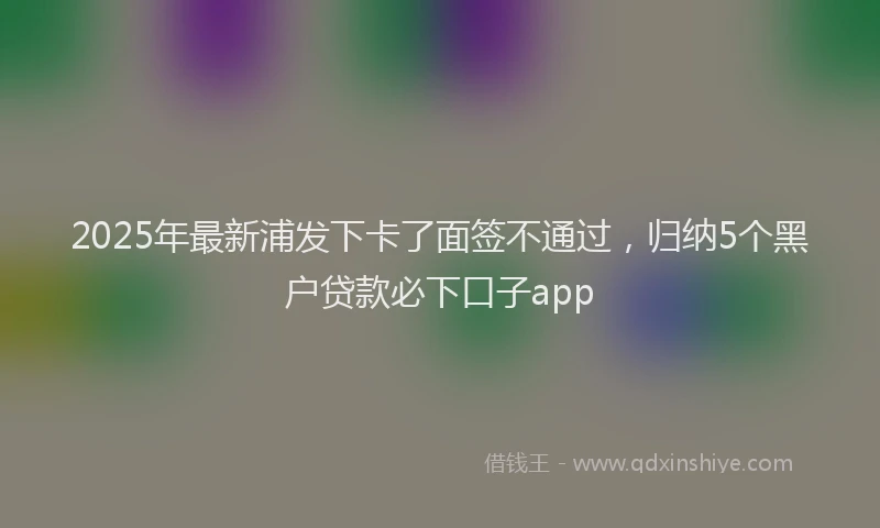 2025年最新浦发下卡了面签不通过，归纳5个黑户贷款必下口子app