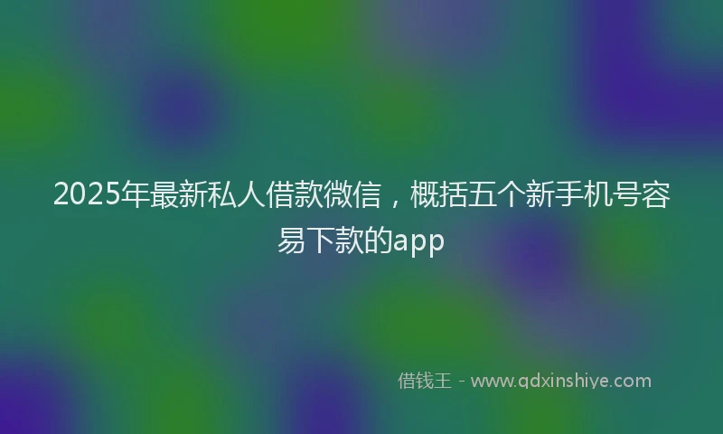 2025年最新私人借款微信，概括五个新手机号容易下款的app