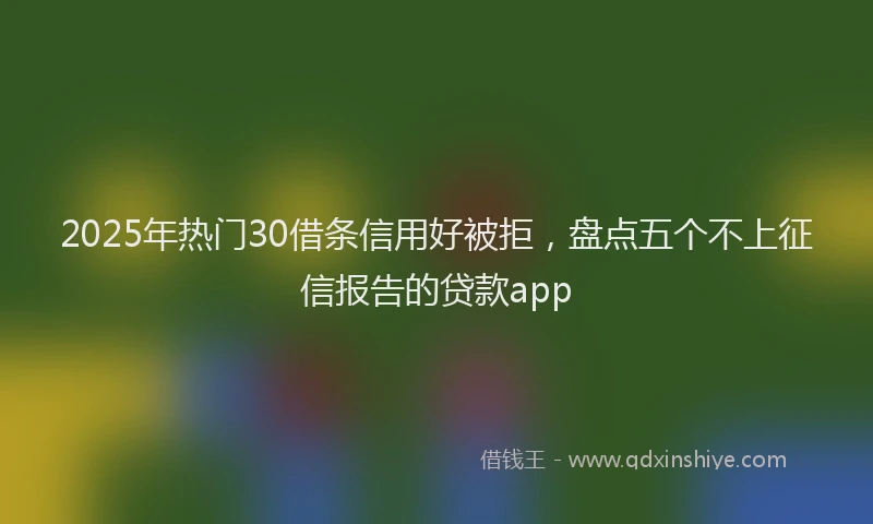 2025年热门30借条信用好被拒，盘点五个不上征信报告的贷款app
