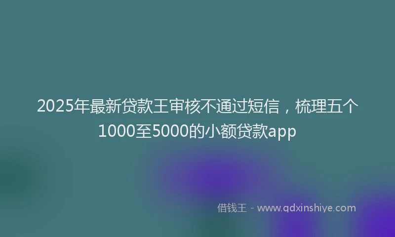 2025年最新贷款王审核不通过短信，梳理五个1000至5000的小额贷款app